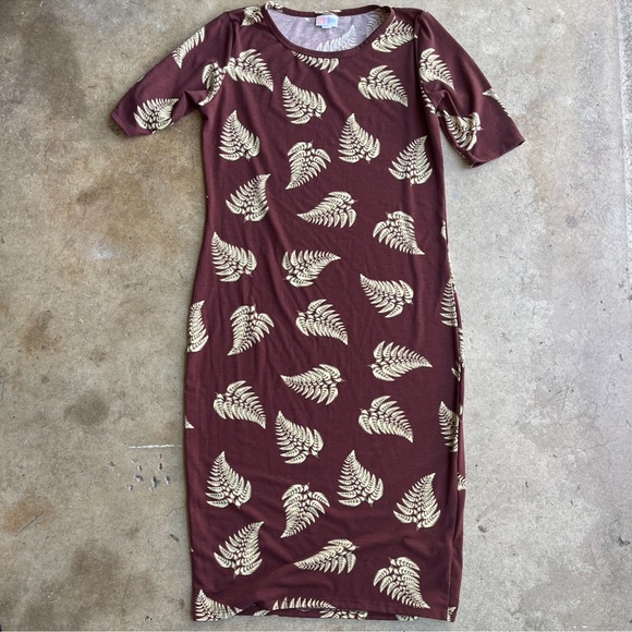LulaRoe Julia Bodycon Dress Leaf Pattern medium new without tags casual summer - Picture 3 of 3